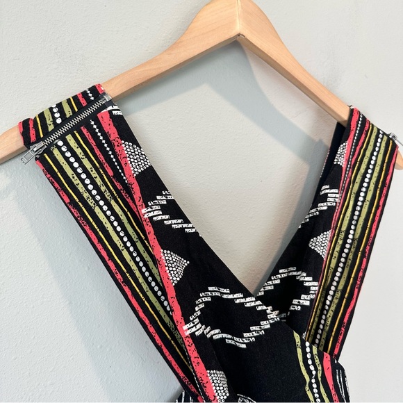 Anthropologie Elevenses Amapa Black Tribal Print Crossfront Wide Leg Jumpsuit 8 - Picture 7 of 16